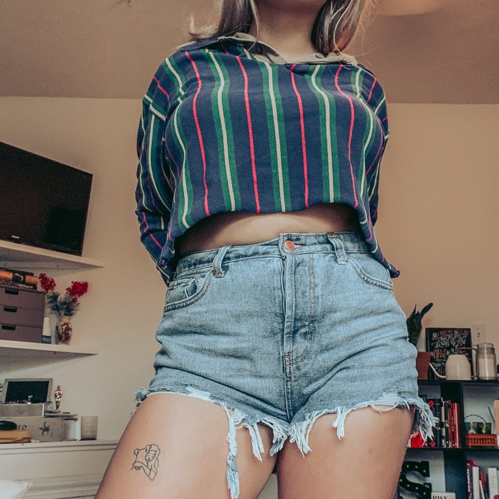 Vintage cropped long sleeve polo